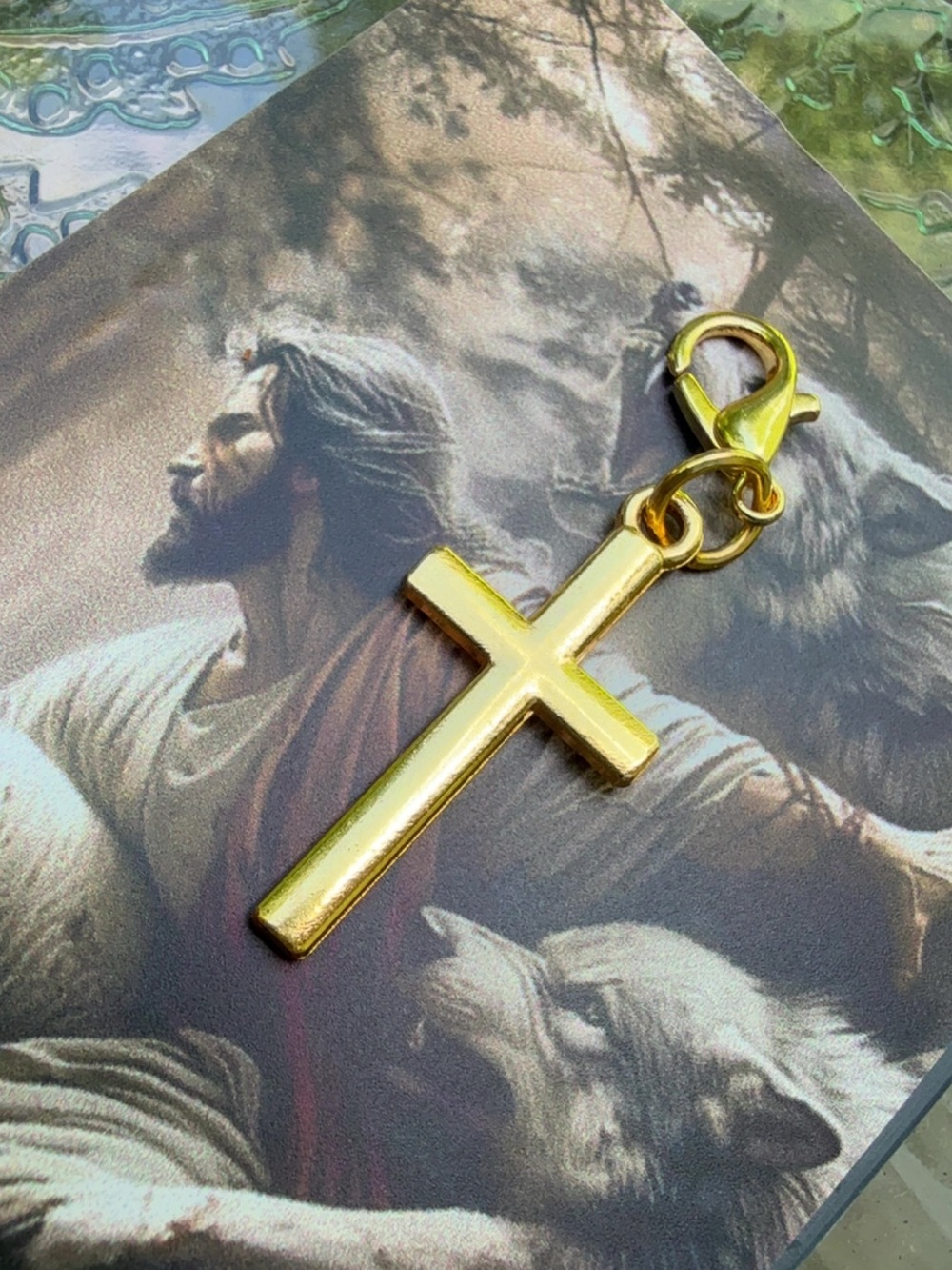 Golden Cross Zipper Pull Lobster Clip Jewelry Charm - Picture 6 of 8